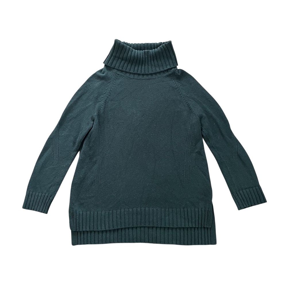 LOFT Cotton/Wool Blend Teal Oversized Long Sleeve Turtleneck Sweater Size XL